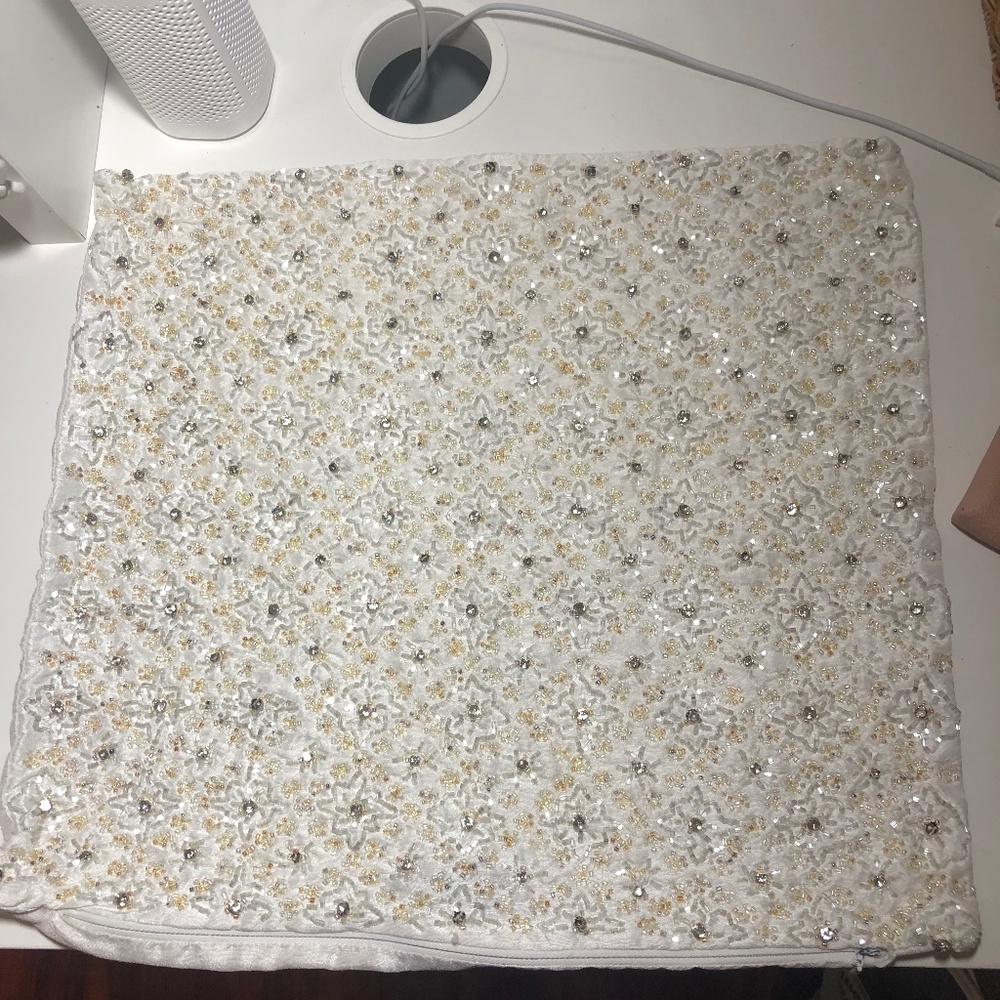 BEADED TAHARI HOME PILLOW CASE.